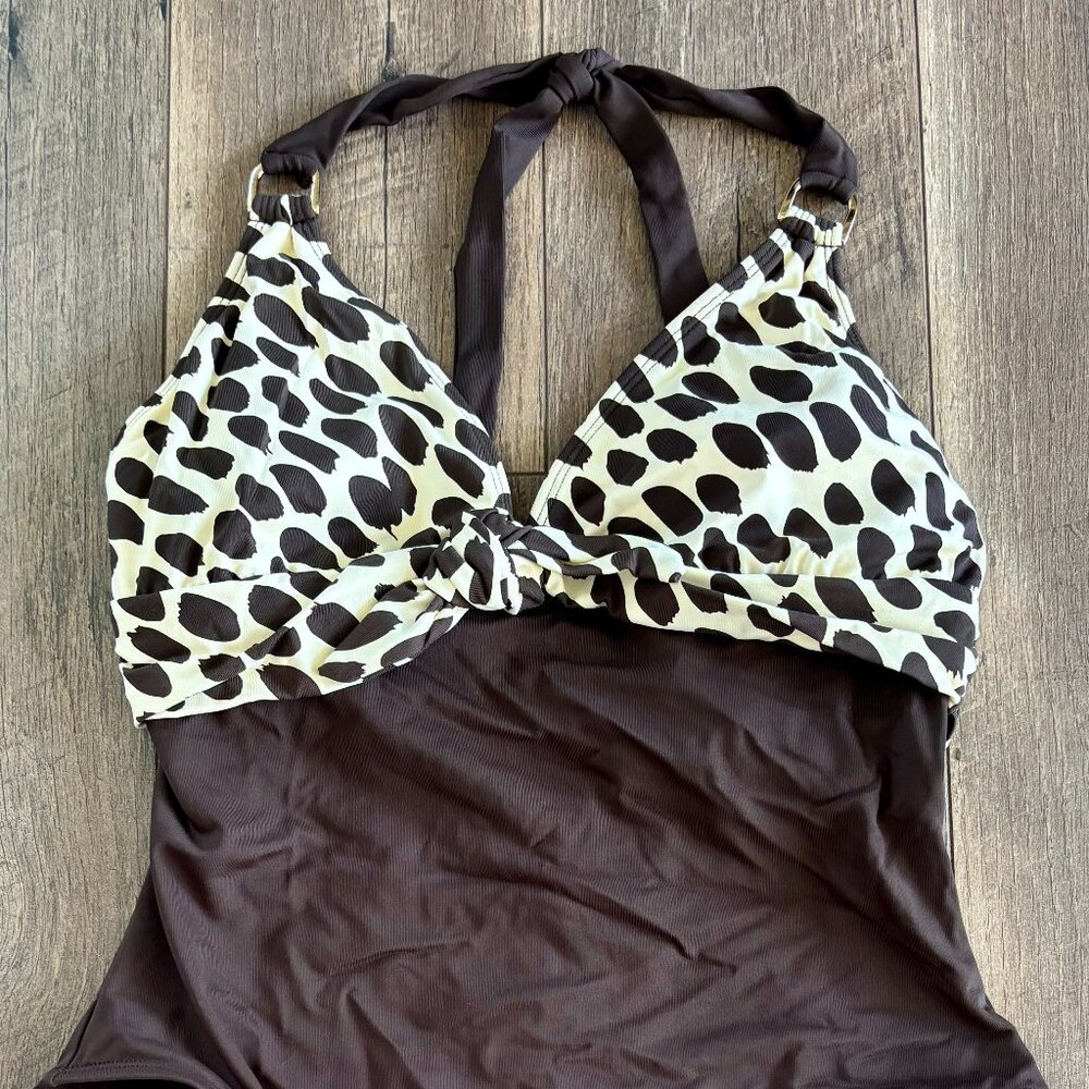 NWT $115 Womens Bathing Swim Suit Brown 12 La Blanca One Piece